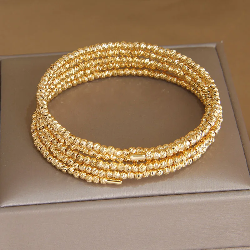 New Sight Multilayer Irregular Beads Open Bangles&bracelets for Women Fashion Brand Jewelry Delicate Bangles