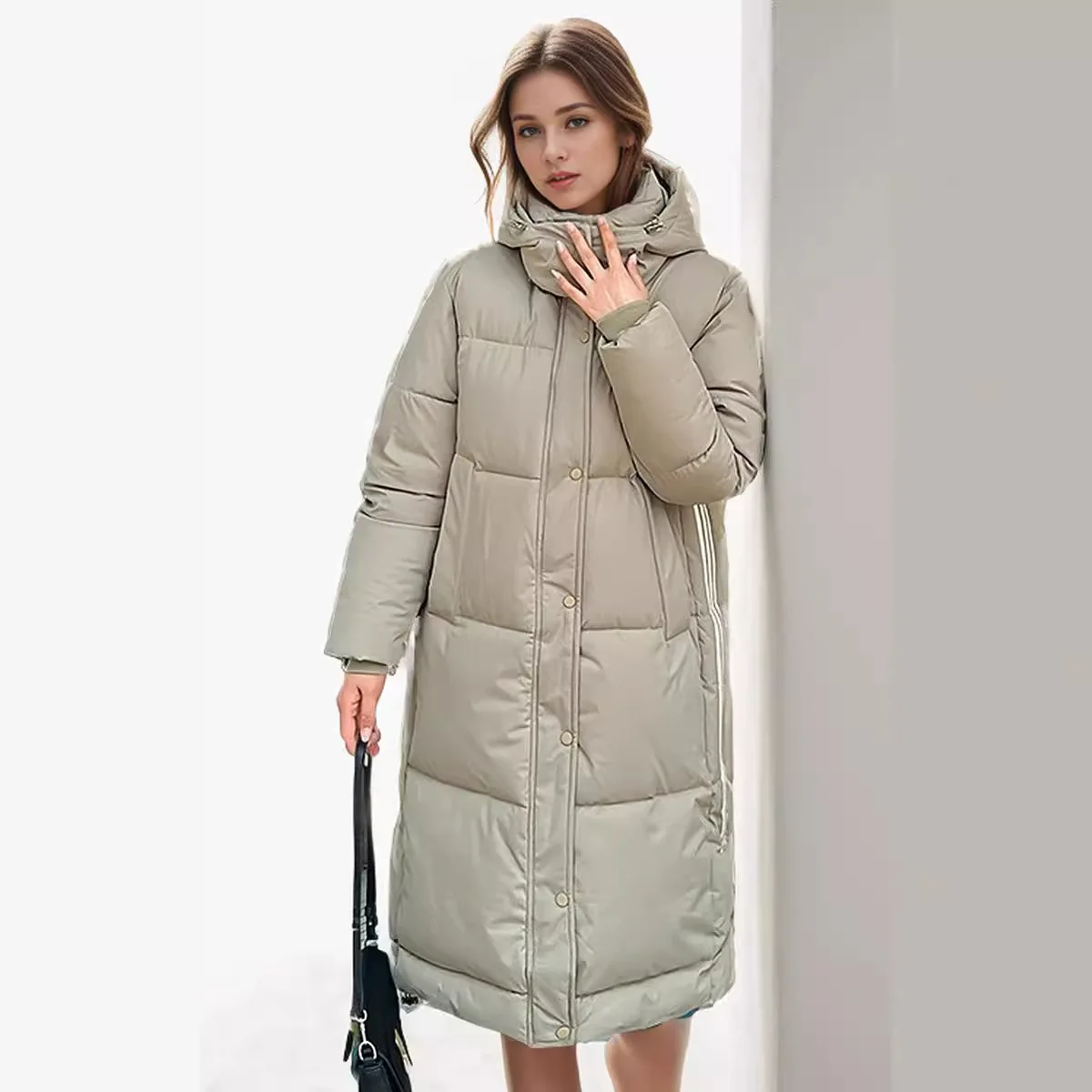 YJKDYK 2024 Winter Long Women\'s Jacket Female Casual Hooded Straight Cotton Jacket Women Pure Color Thicken Warm Jacket Parkas