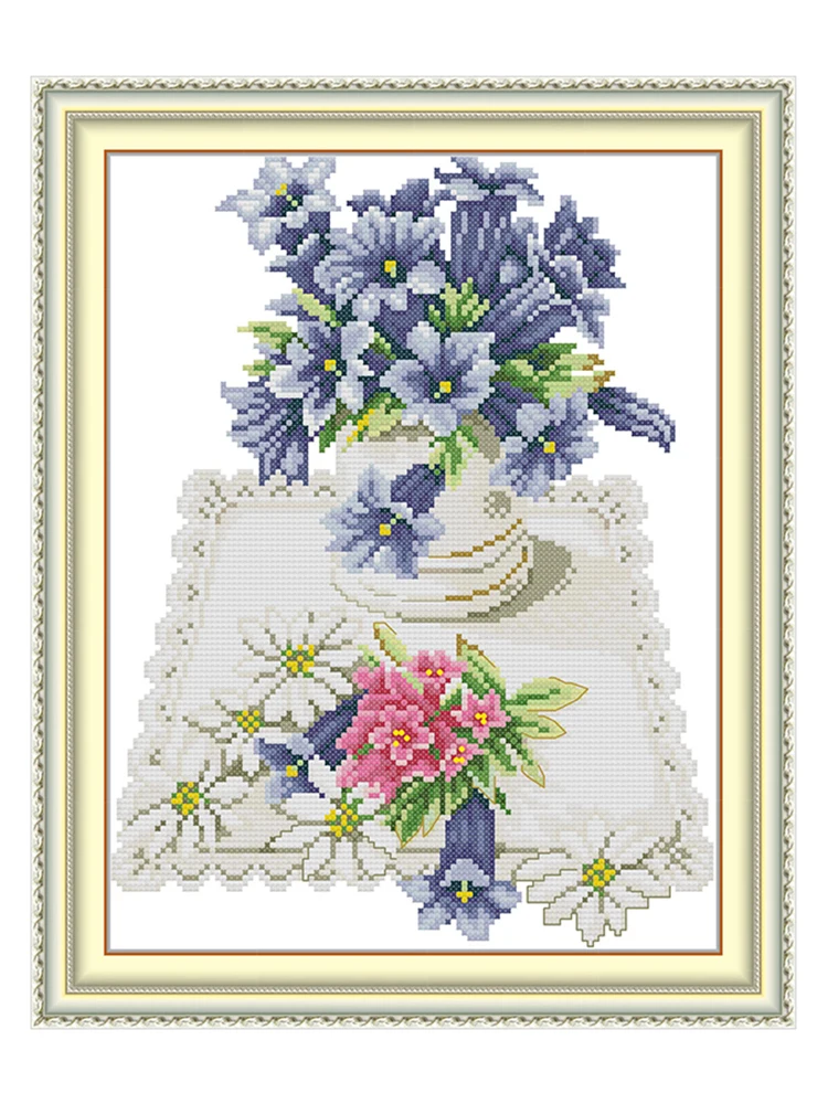 ชุดปักครอสติชลายดอกไม้สีฟ้าบนผ - Napkin Folding Set บทวิจารณ์และราคา