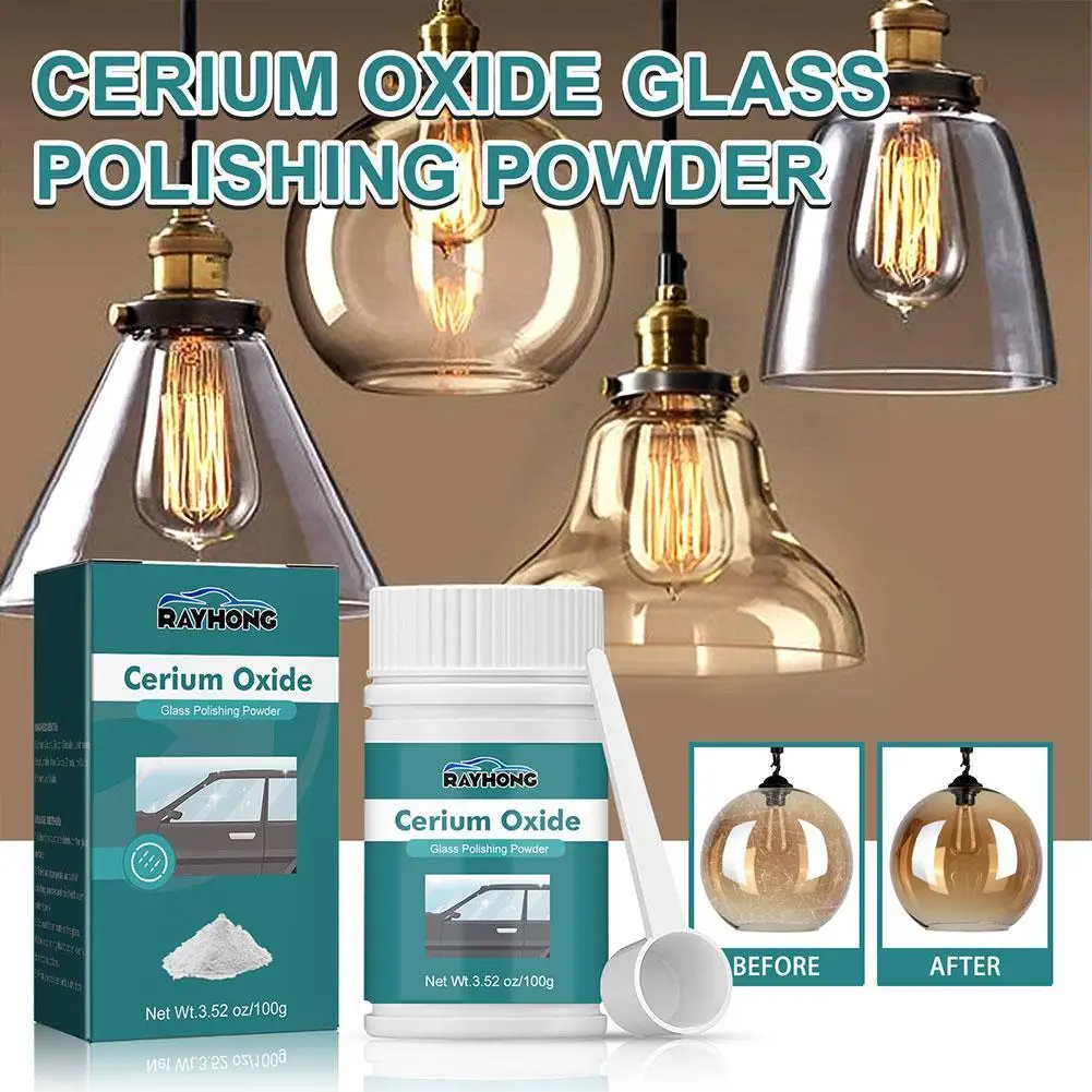 100g Car Windscreen Scratch Remover Powder Cerium Oxide Professional Glass Polishing Compound For Windshield Scratch Repair Tool