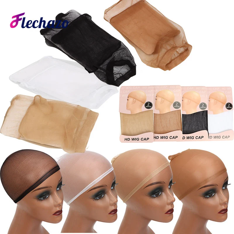 HD Wig Caps For Making Wigs 1Pack 2Pieces Wig Grip Cap Hair Net Hairnets Black Brown Beige White Wig Cap HD Wig Accessories