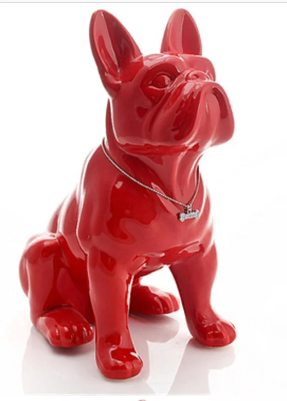 

MODERN SIMPLE SIMULATION ANIMAL CERAMICS PET DOG FRENCH BULLDOG STATUE CREATIVE LIVING ROOM ENTRYWAY DECORATION ART&CRAFT