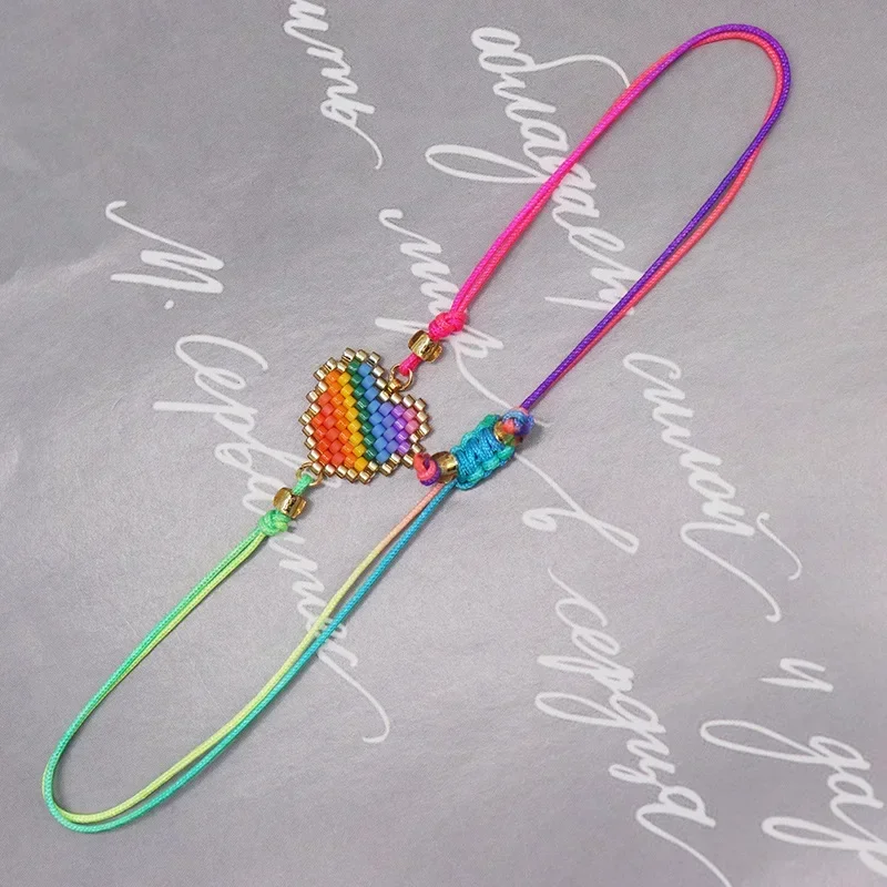 Beaded bracelet Originality Female Heart-shaped Design Hand knitting Bohemia Intersperse Adjustable Simple Rice bead bracelet