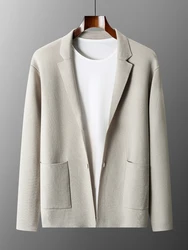 ANGEL-Cardigan à col rabattu pour homme, 100% laine mérinos, pulls intelligents, optique décontractée, veste en tricot, manteau chaud en cachemire, automne, hiver