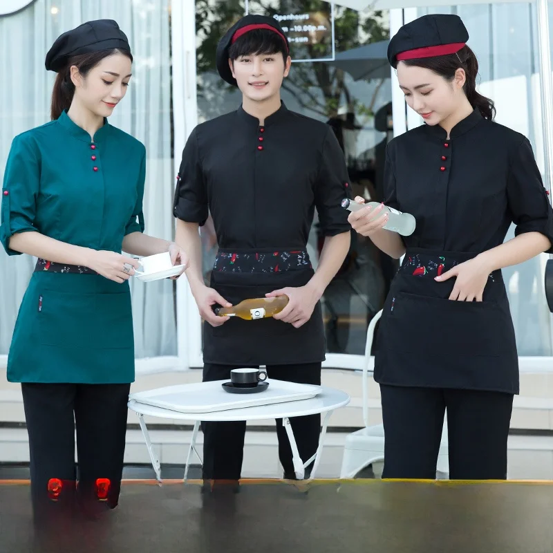롱 스웨이 호텔 서비스 여성용 오르트 스웨이 레스토랑 세이 다이닝 의류 폴리에스터 코튼 혼방 작업복