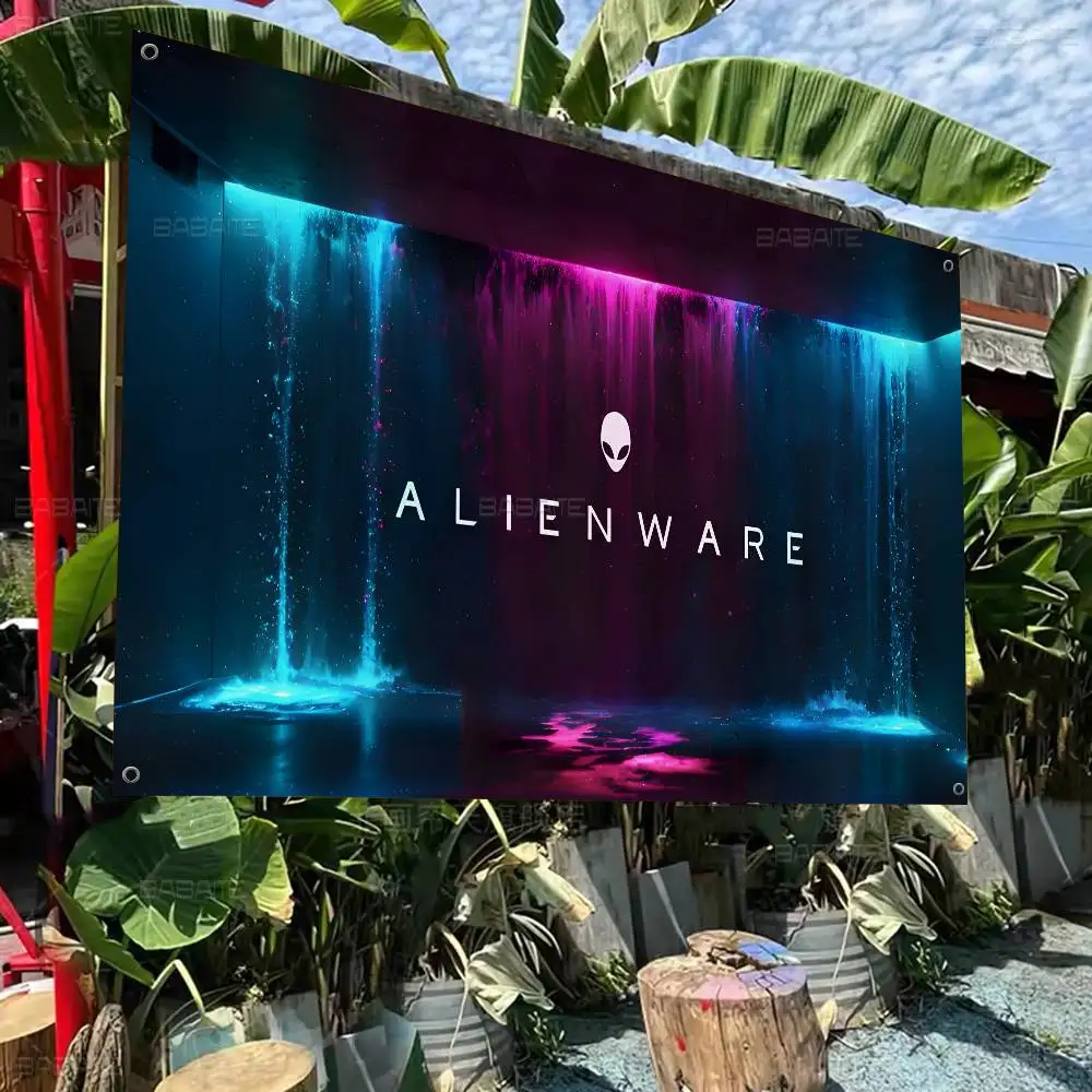 Dell Alienware الرسوم المتحركة ألعاب الكمبيوتر DIY العلم لمجموعة الأسرة صور غرفة المعيشة ديكور المنزل النوم جدار ديكور فني راية #5
