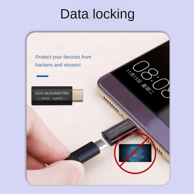 4Pcs USB Data Blocker And USB-C Data Blocker Protect Against Juice Jacking Support Safe Quick Charge Stop Data Theft