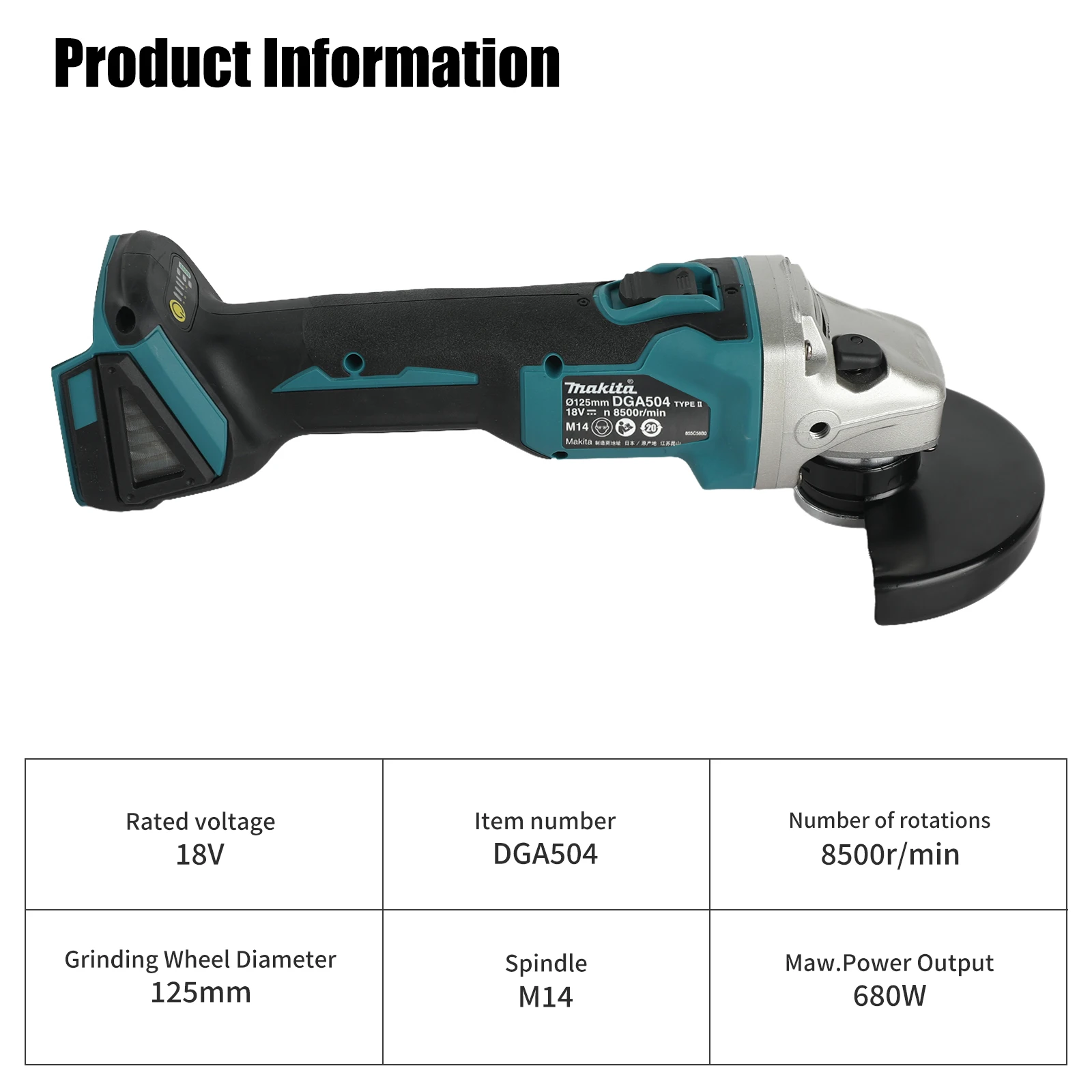 Makita DGA504 125mm Brushless Angle Grinder 18v Cordless Grinding Machine Cutting Four speed adjustable speed Angle Grinder