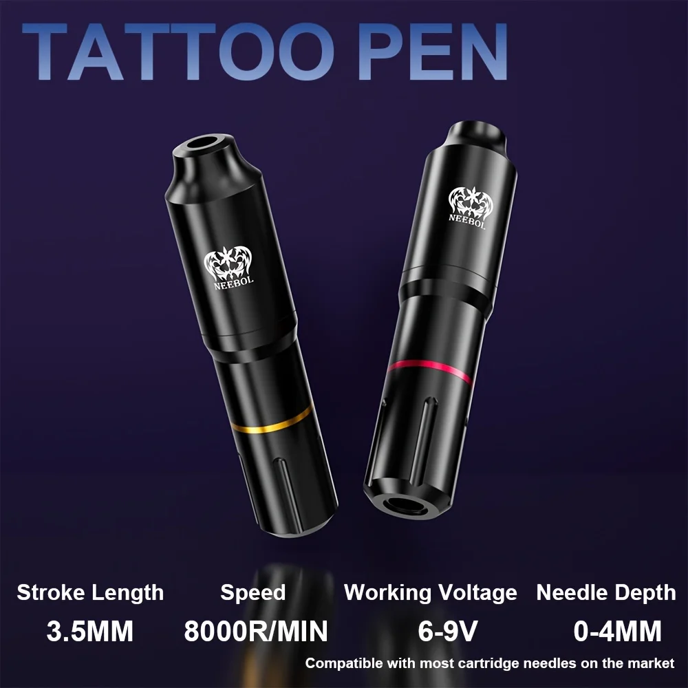 Regalo di San Valentino Neebol Kit macchinetta per tatuaggi wireless completo, penna per tatuaggi rotativa, aghi per cartucce per tatuaggi, inchiostri, trucco per body art