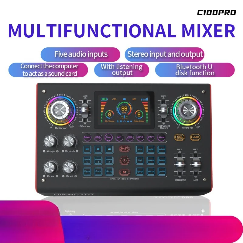 C100PRO mobile phone computer live singing tuning special effects special sound card