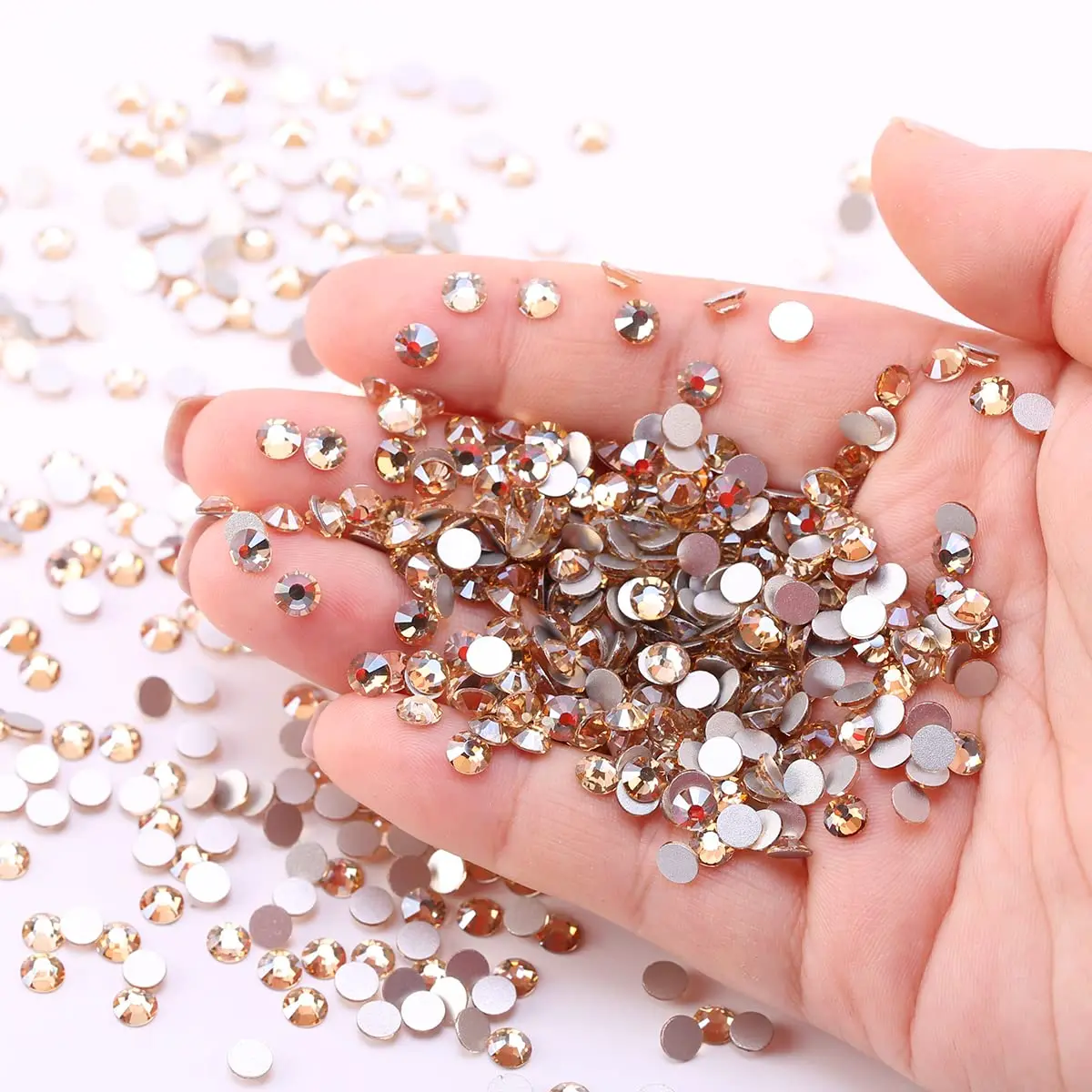 2880 แชมเปญขนาดผสมแบนแก้ว rhinestones สําหรับเสื้อผ้า/รองเท้า/ถ้วย/งานปาร์ตี้/แต่งหน้า/เล็บ