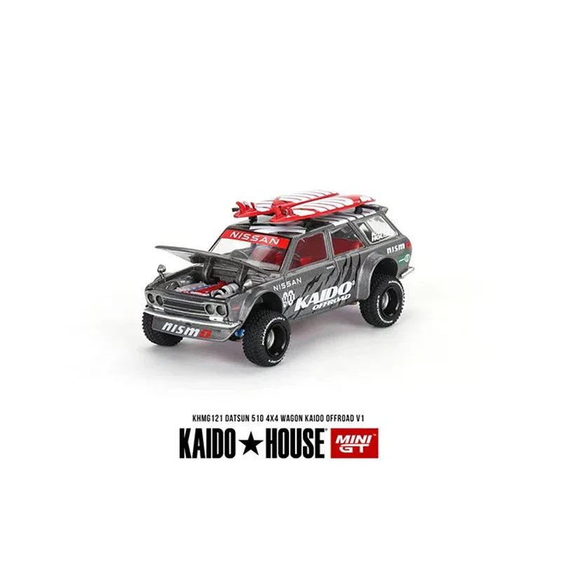 Kaido House + MINIGT 1:64 Model Car Datsun 510 Wagon 4x4 Offroad Alloy Die-Cast Open Hood Vehicle #KHMG121