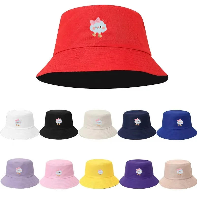 1PC Chapeau Bob Réversible Imprimé Nuage et Nœud Mignon, Protection UV, Pliable, Chapeau de Pêcheur Anti-UV