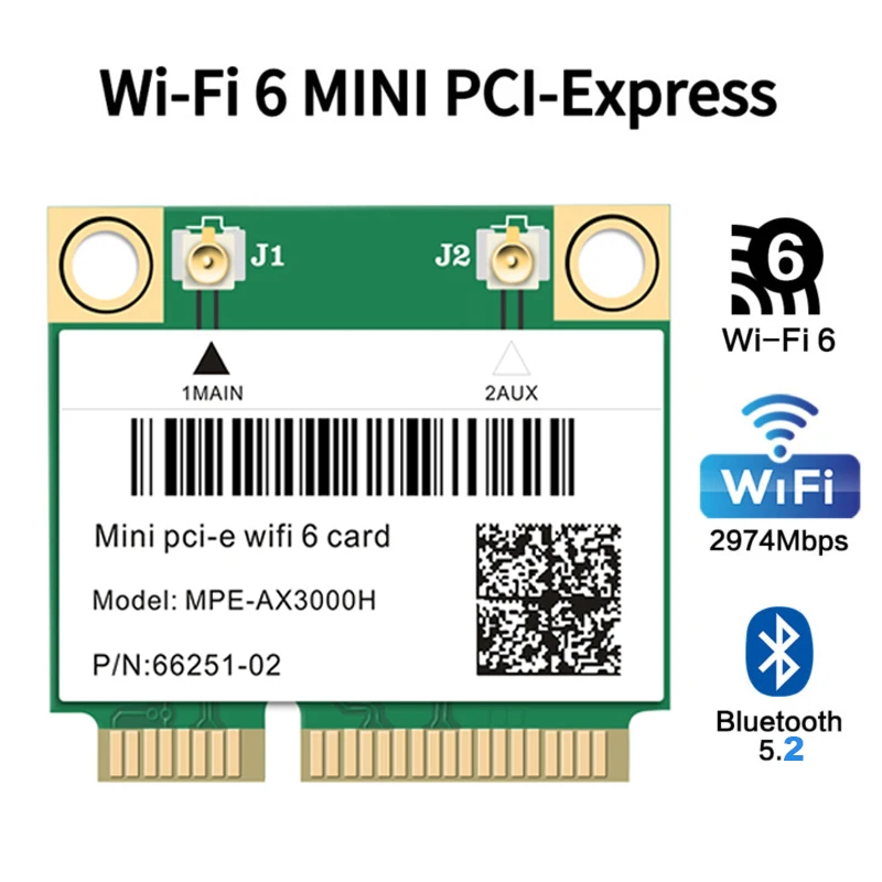 Wifi 6 AX3000 Bluetooth 5.2 Mini PCI-E Wireless Card AX200 Network Adapter For Laptop Win 10 11