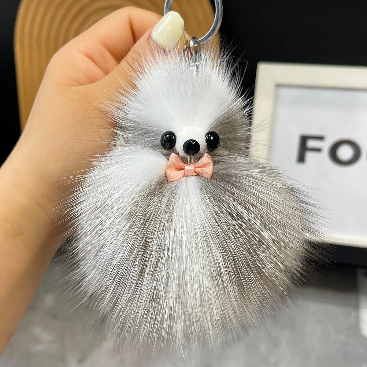 2024 Fashion Cute Fur Little Fox Charm Mobile Phone Keychain Stuffed Animal Key Chains Ring Auto For Women Girls Plush Keychains