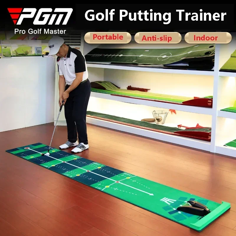 PGM Mini Velvet Golf Putting Trainer Low Ball Speed 9 Golf Putter Mat Auto Ball Return Anti-slip Indoor Golfer Practice Green