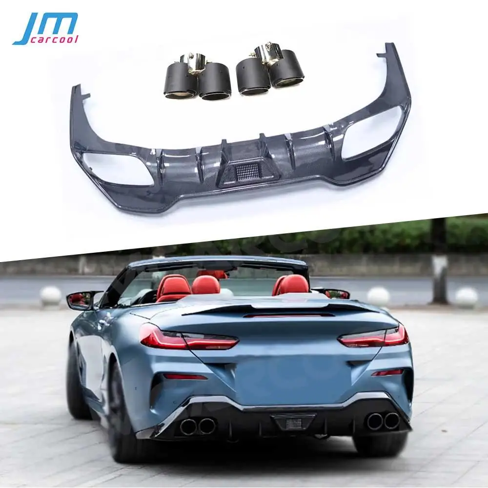 Carbon Fiber for BMW 8 Series G14 G15 Coupe 2019-2022 Car Rear Bumper Diffuser Exhaust Tips Back Bumper Guard Protector