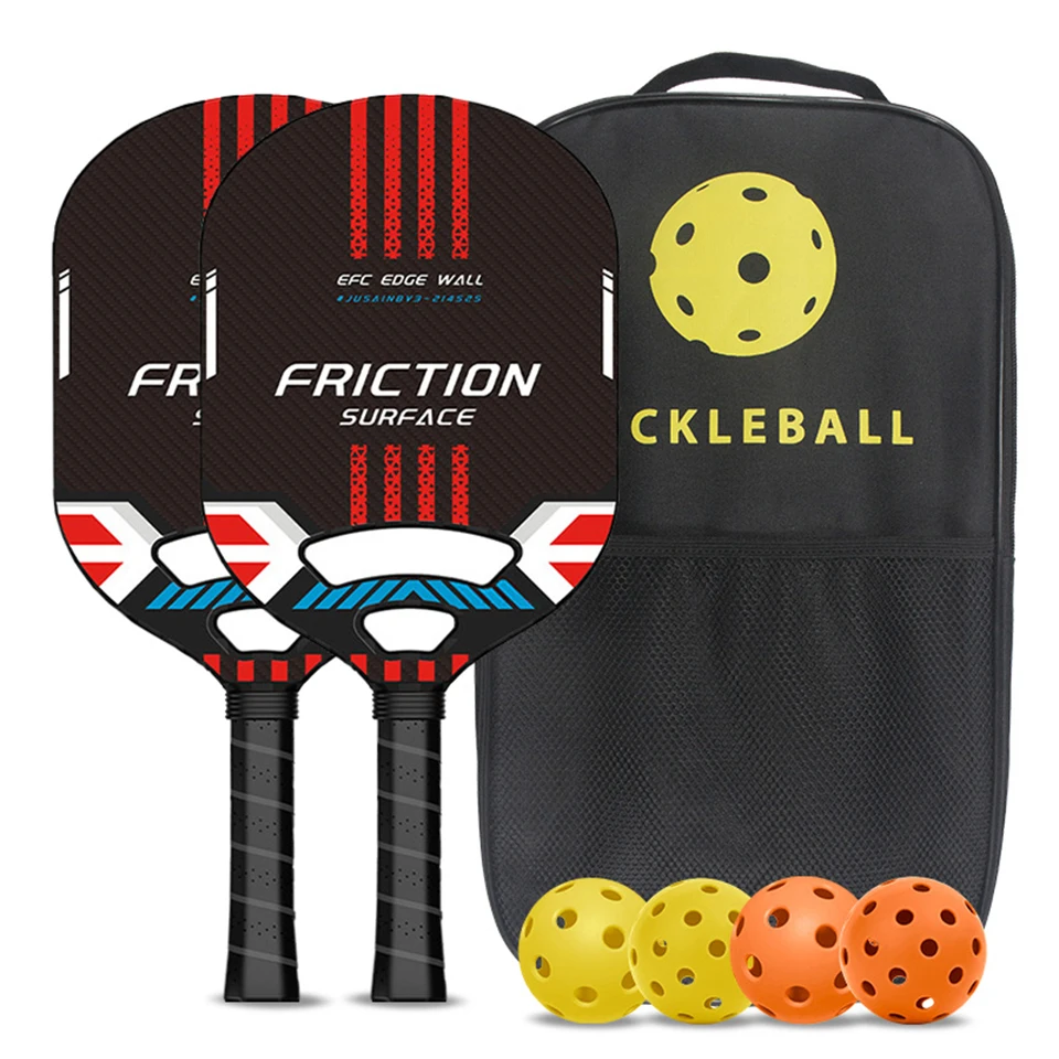 

3K Carbon Fiber Pickleball Paddle Set, 14MM Thickness Hot Pressing Integrated Racket, New Hollow Out Design Paddle Set