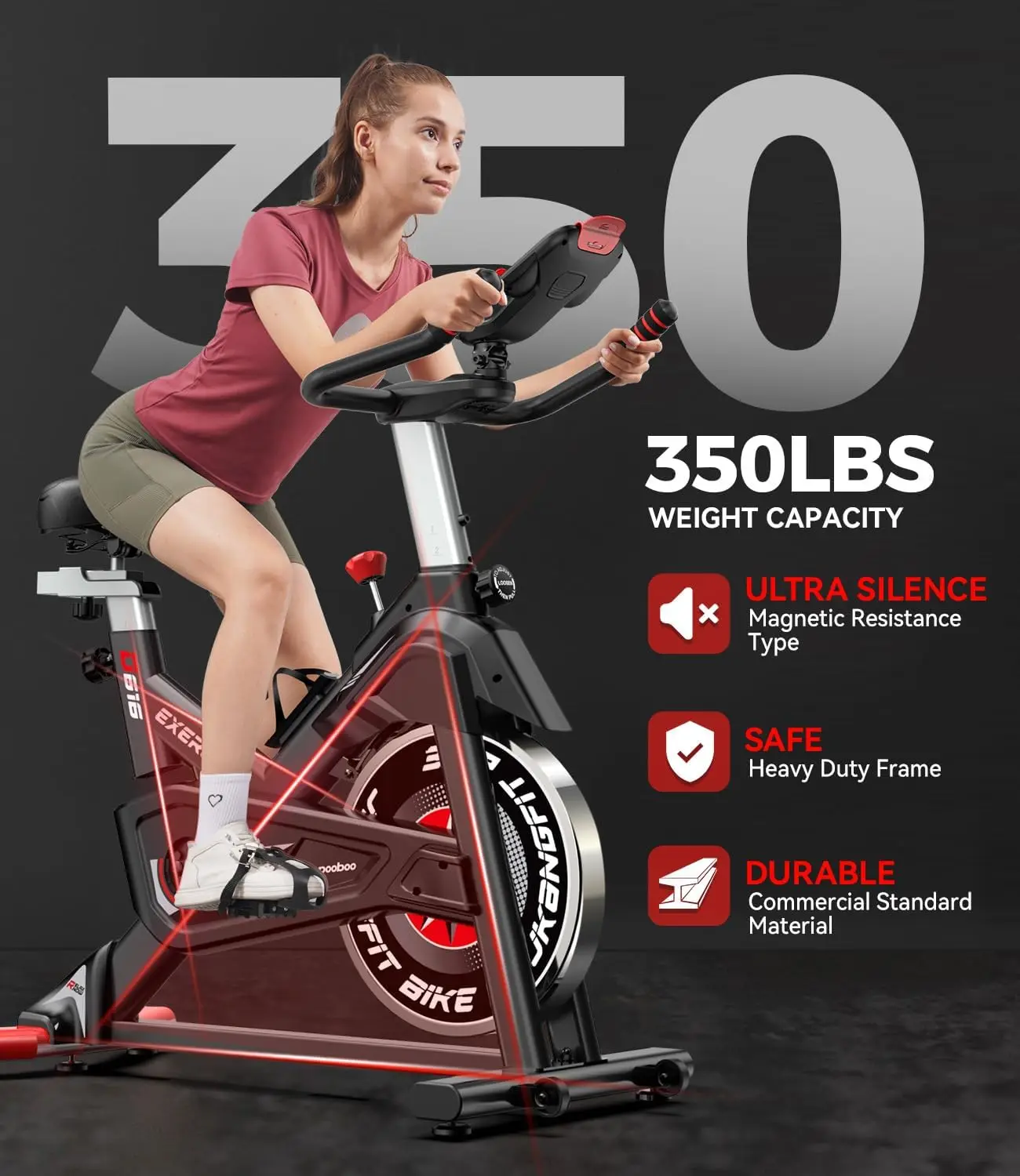 Magnetic/Brake Pad Exercise Bike Stationary Bikes for home use, Indoor Cycling Bike with Built-In Bluetooth Sensor