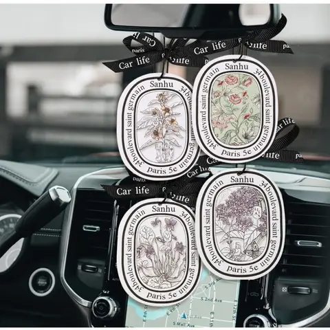2pcs Car Aromatherapy Sheet Woody Fragrance Tablets Fresh Upgrade Gardenia New Pattern Pendant Lasting Rose Interior Freshener