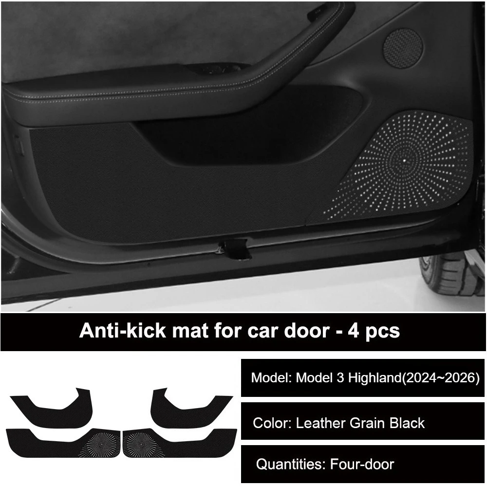 Anti-Kick-Pads für Autotüren für Tesla Model 3 Highland, Model Y Juniper YL 2021-2026, Schutzsticker für Handschuhfach, PU-Leder-Pads – Detail 11