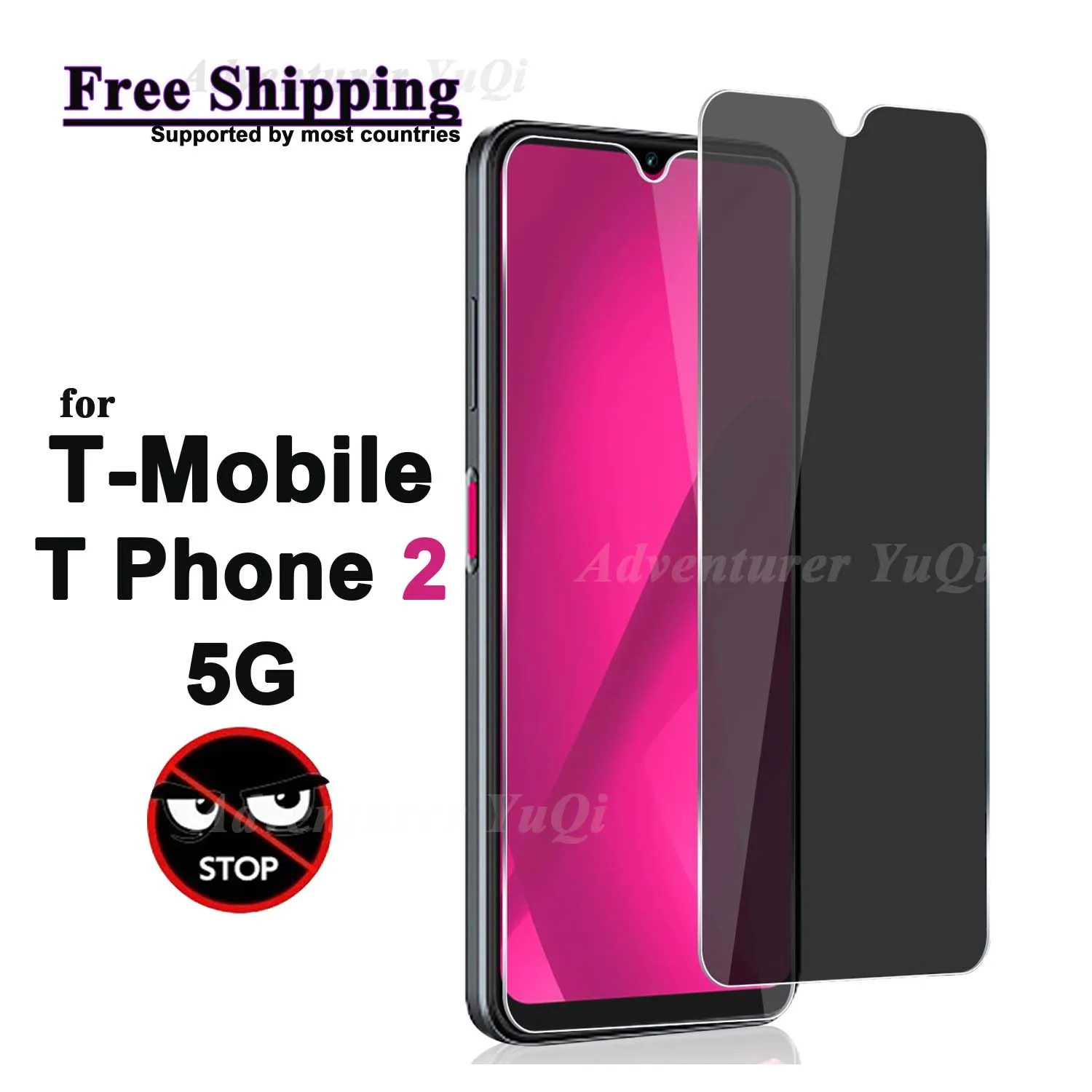 

Anti Spy Screen Protector For T-Mobile T Phone 2 5G Tempered Glass Privacy Anti Peep Scratch 9H Case Friendly High Aluminum