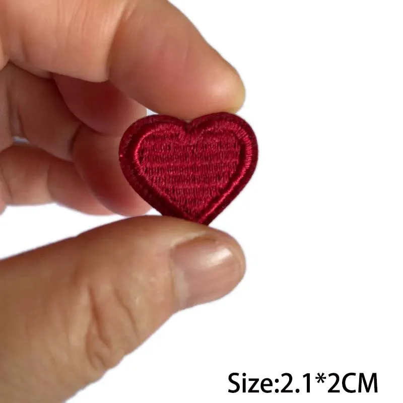 10 pz, 23 pz/carino Mini cuore tessuto Applique Stick On Patch, Patch di riparazione ricamo autoadesivo per vestiti, scarpe, piumino