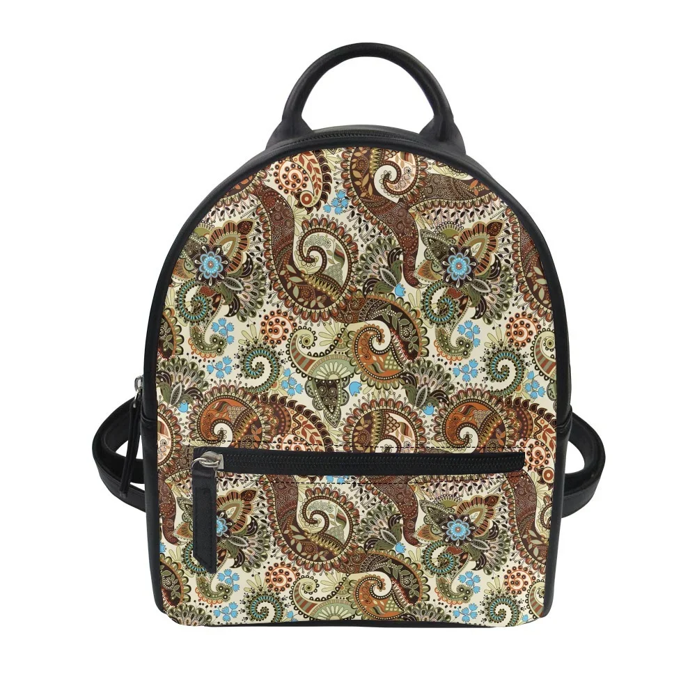 Polynesian Printed PU Leather Women's Waterproof Women's Travel Mochira Daily Backpack Free custom