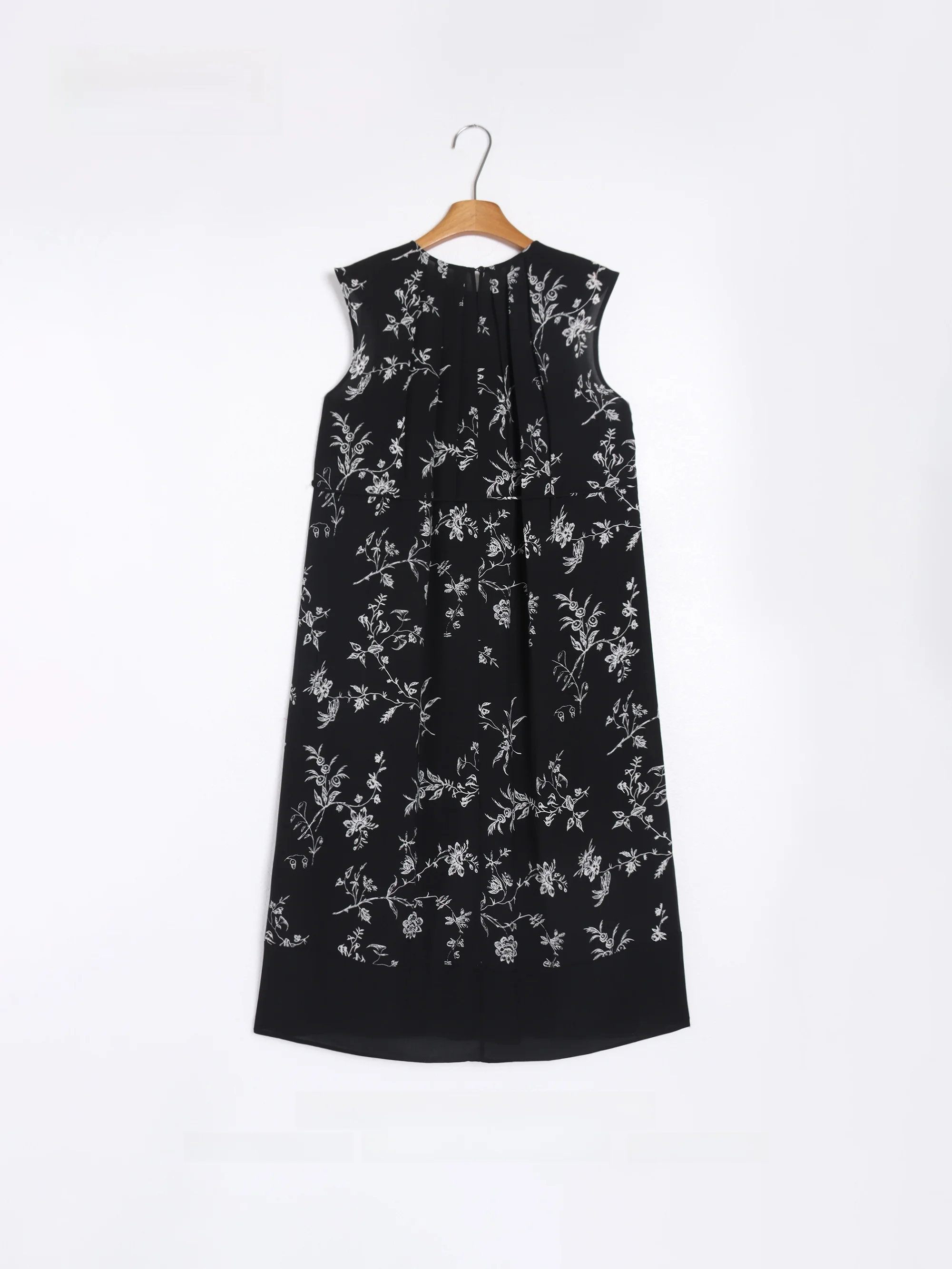 Chaleco Svel con estampado floral de seda Ele Dr Mujer Verano Faion Cintura alta H-ape Midi Dr redondo Ne GZQJ Night Pa...