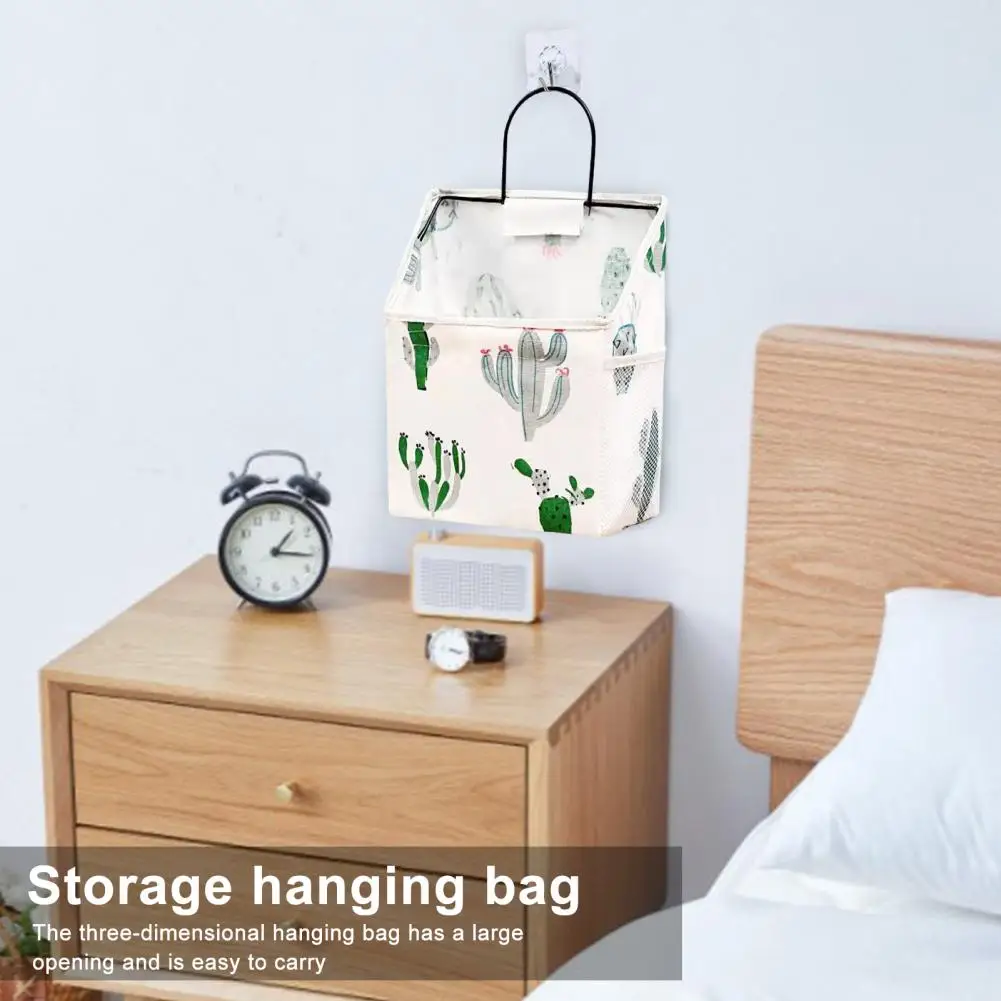 

Green Pineapple Print Storage Bag Hanging Storage Bag Decorative Wall Hanging Storage Baskets with Pineapple Cactus for Kitchen