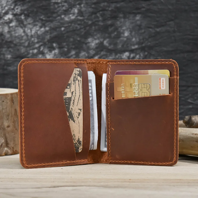 Simple Design Genuine Leather Card Holder Passport Wallet For Men Women Leather Purse Cover Bifold Short Wallets For Man Male