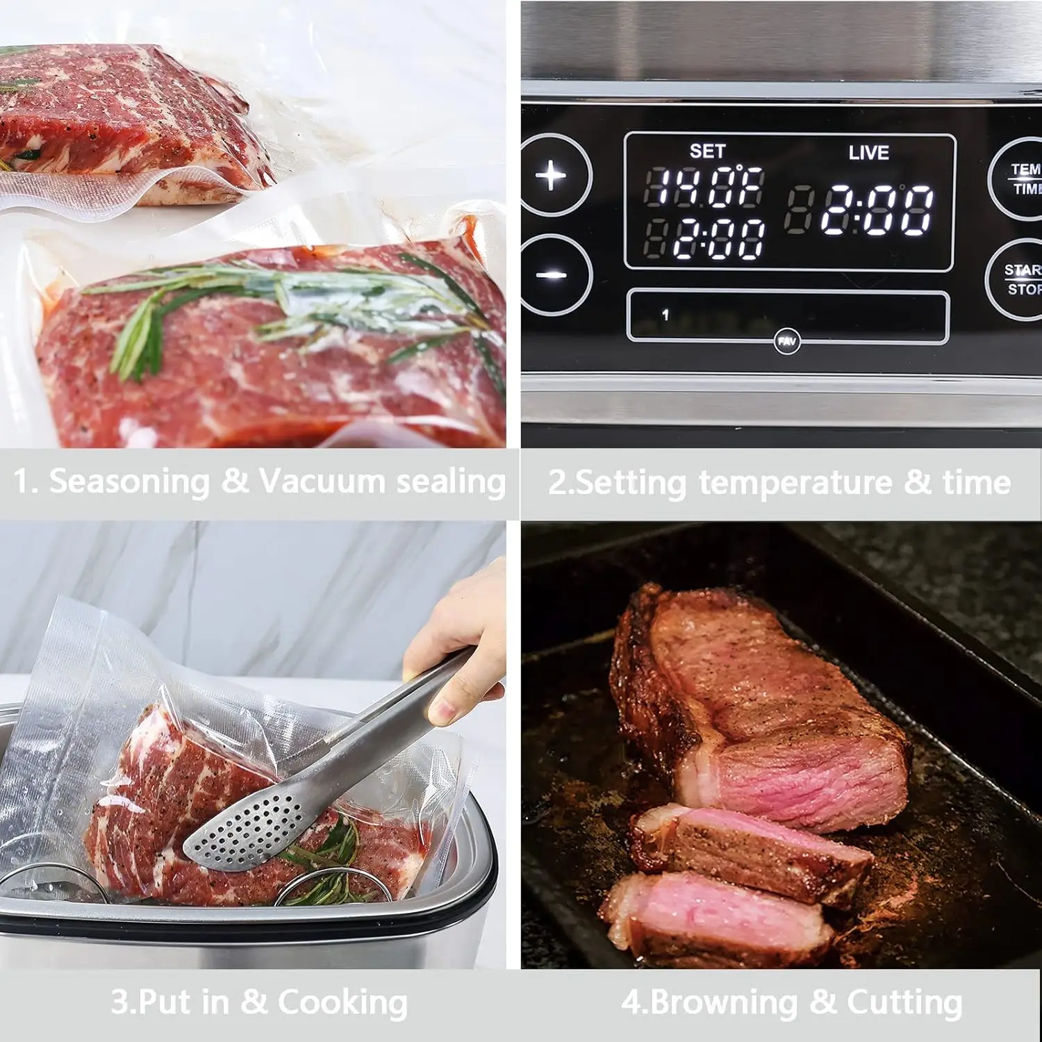 Sous-Vide, Sous-Vide-Präzisionskocher, 8-Liter-Sous-Vide-Kocher mit LED-Touchscreen, extrem leiser, schnell erhitzender Tauchzirkulator