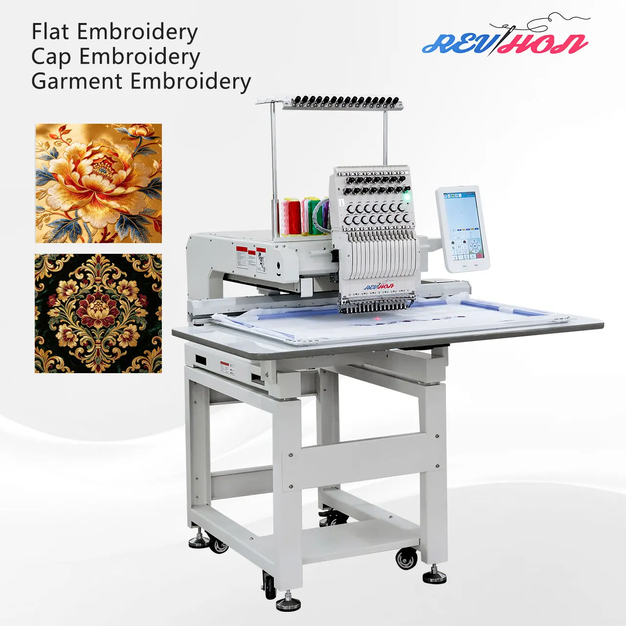 REVHON Single Head Work Area 800x500MM Flat Garment Embroidery Machine Home Use
