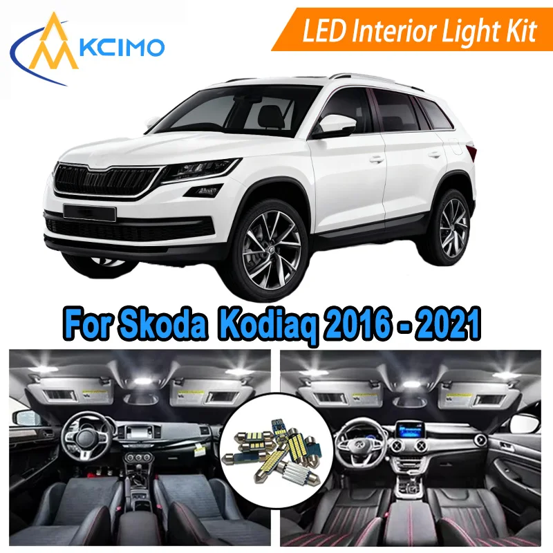 

Canbus LED Kit Interior Light Bulbs For Skoda Kodiaq 2016 - 2021Dome, Map, Door Lights Super Bright Light Set Easy Install
