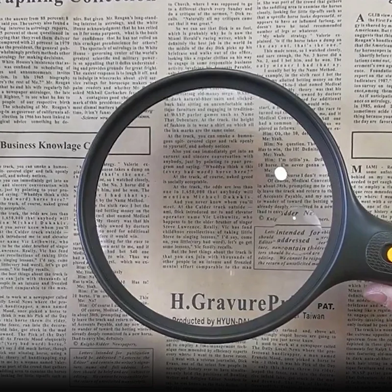 Optical Magnifying Glass With LED Lights Handheld Backlit Magnifier For Reading Book, Easy To Use