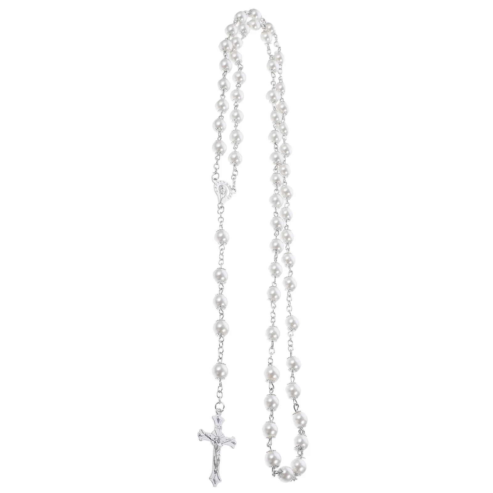 

Pearl Necklace Crosses Necklaces Dainty Charm Rosary Minimalist Lightweight Comfortable Stylish Delicate Pearl Pendant crucifix