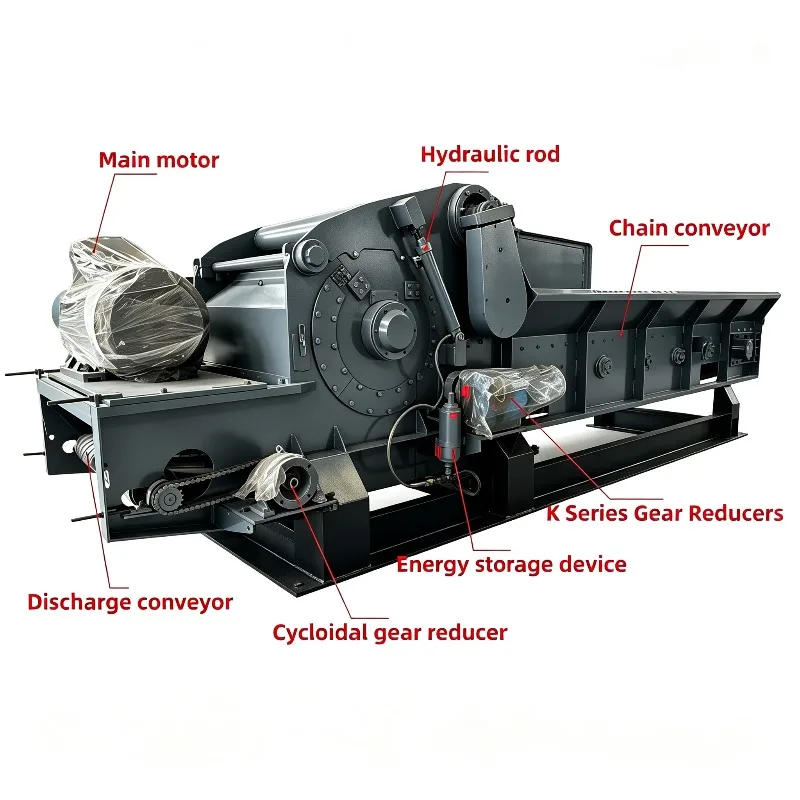 5 T/H Multi-function Wood Log Grinder Shredder Crusher Machine Bamboo Chipper Machine with Conveyor Wood Hammer Mill Sawdust