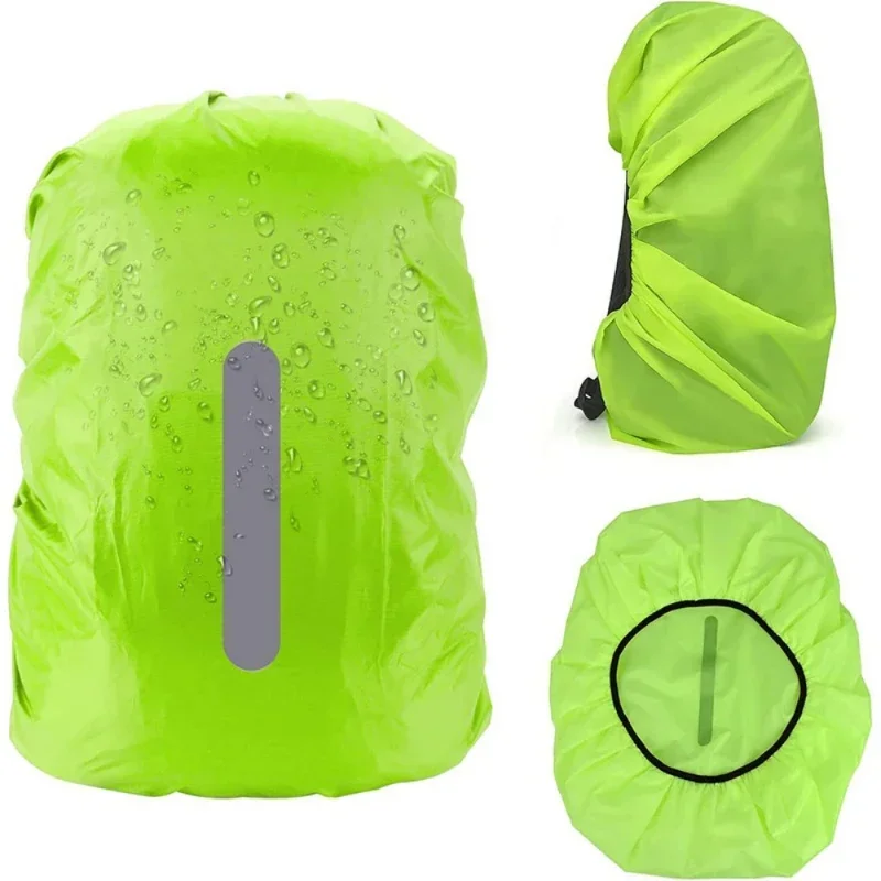 Capa de chuva mochila impermeável reflexiva, Esporte ao ar livre, Ciclismo noturno, Estojo de luz de segurança, Camping, Caminhadas