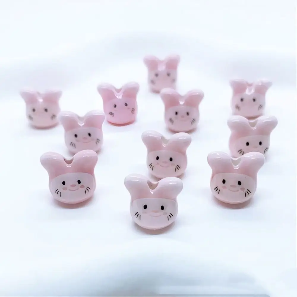 10Pcs Ceramic Colorful Chinchillas Ceramic Beads Animal Beads Cute Rabbit Ceramic Beads Cute Colorful