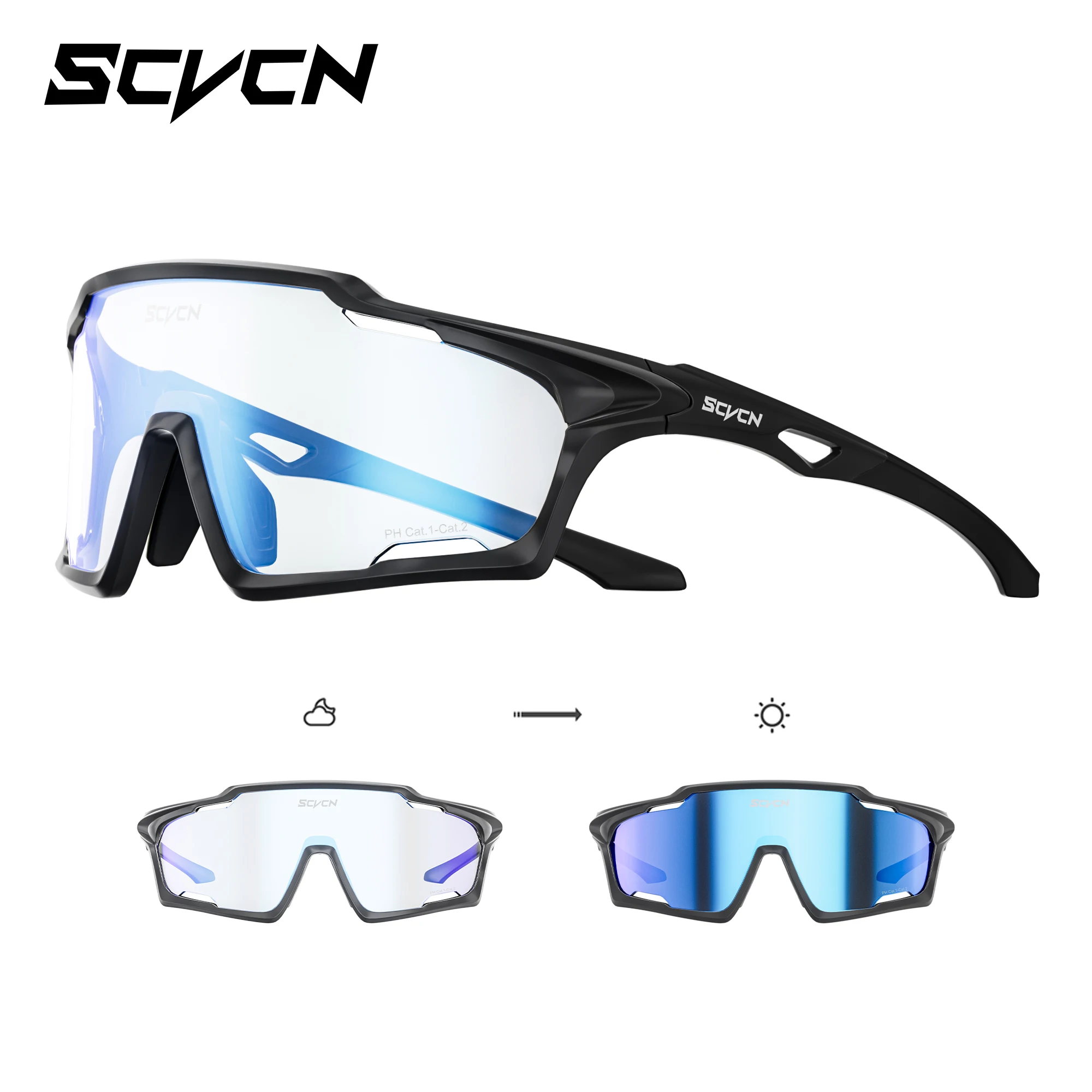 SCVCN Photochrome Sonnenbrille für Herren, Fahrradbrille, MTB, Skaten, UV400, Angelbrille, Damen, Fahrrad, Baseball 2026