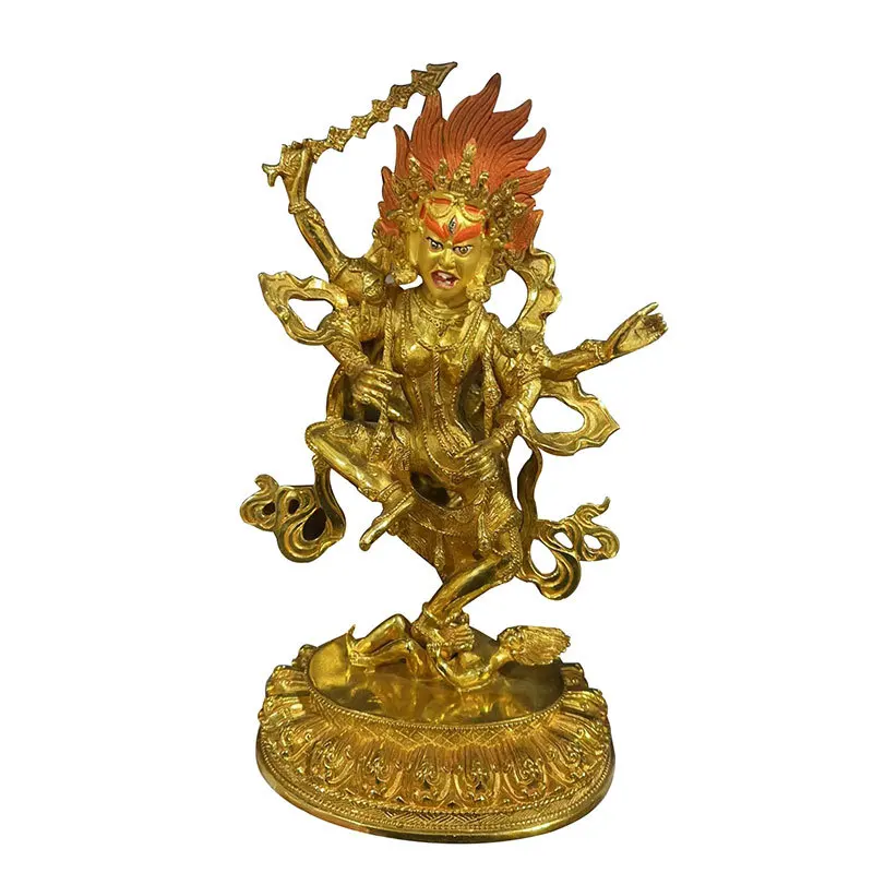 12Inch-sized Ming Dynasty Mother Buddha statue, Tibetan Tantric copper, fully gilded, for home worship in Buddhist shrines, red