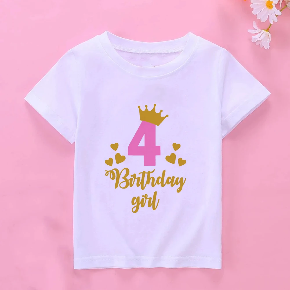 Camiseta feliz cumpleaños para niña – Manga corta con número - imagen 4
