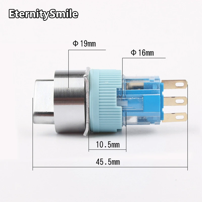 16mm 4A 220V AC 2NO2NC On Off Latching 2Position 3Pin 3 Position 6Pin Waterproof Push Button Selector Switch