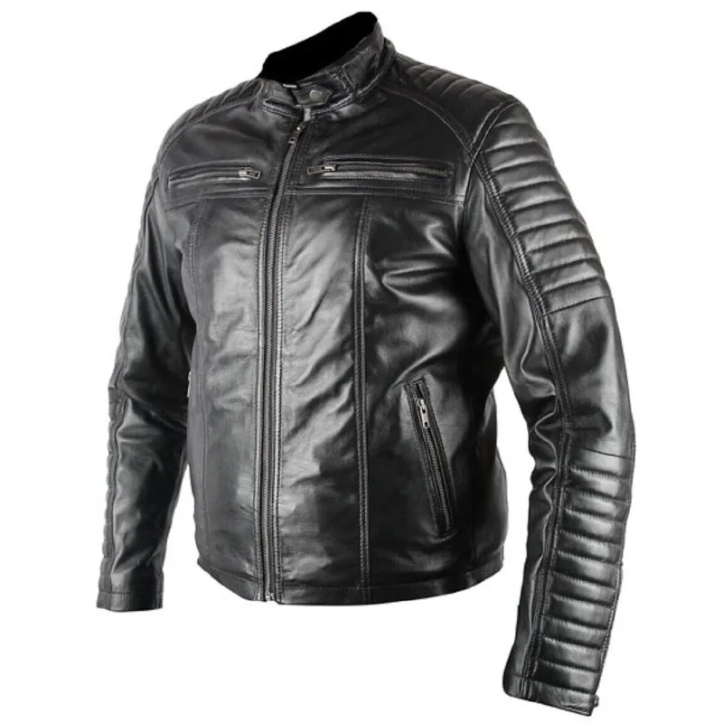 Men's Real Genuine Black Biker Leather Jacket Real Bomber Leather Jacket Fashion Trends