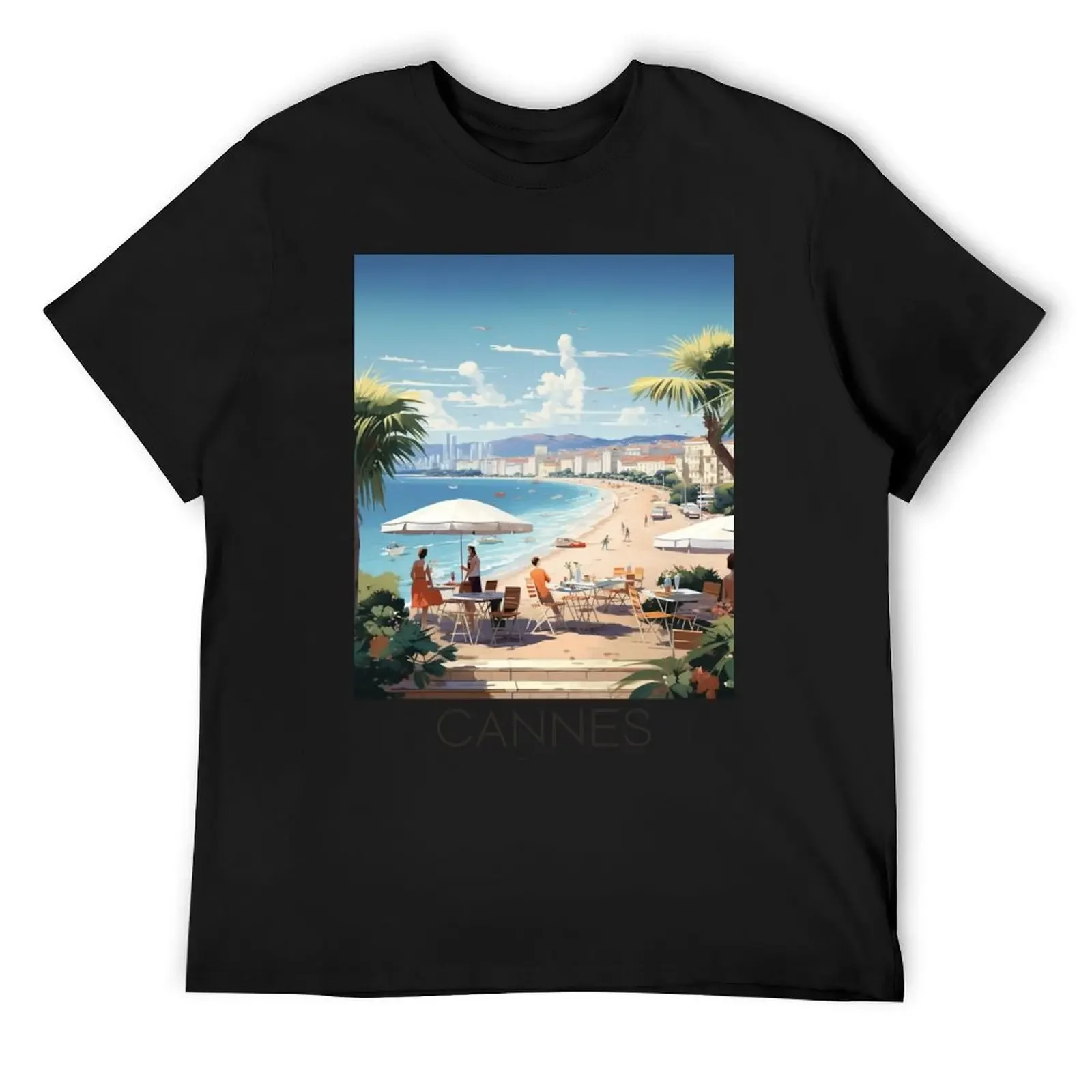 

A Vintage Travel Illustration of Cannes - France T-Shirt summer tops graphic tee shirt plain tshirts for men