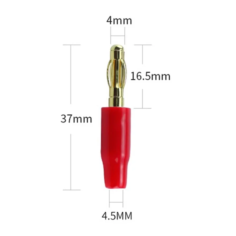 20 Stuks 4Mm Bananenplug Connectoren Vergulde Koperen Pin Voor Luidsprekerdraad/Elektrische Diy Multimeter Test