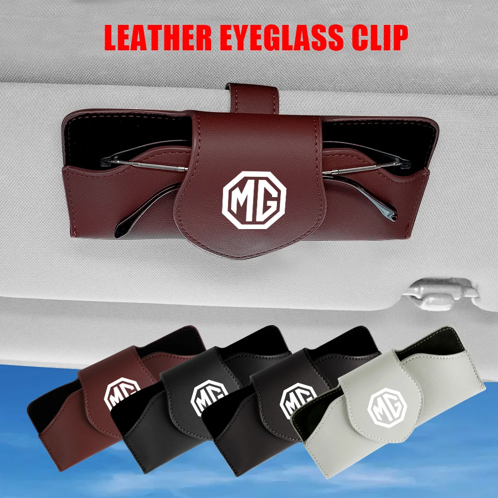 

Car Leather Glasses Case Sun Visor Sunglasses Clip Organizer Box For Morris Garages MG MG3 MG5 MG6 MG7 GT Hector X-Power EZS