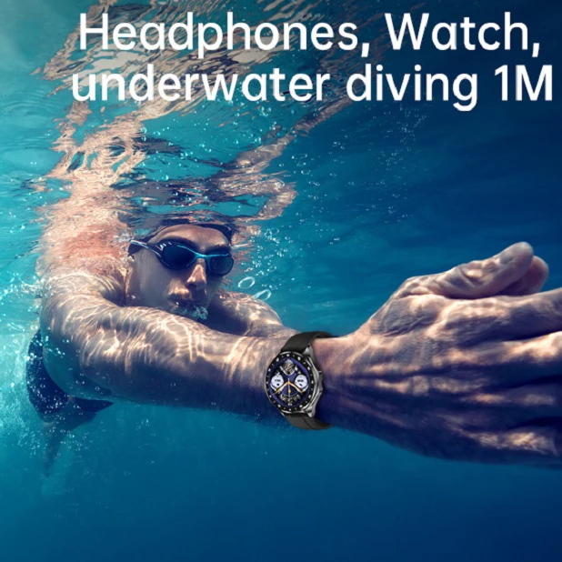 TWS Noise Reduction Headset 2 In 1 Smart Watch NFC Heart Rate Sports Waterproof Headphone Watches Blue Tooth Call Smartwatch