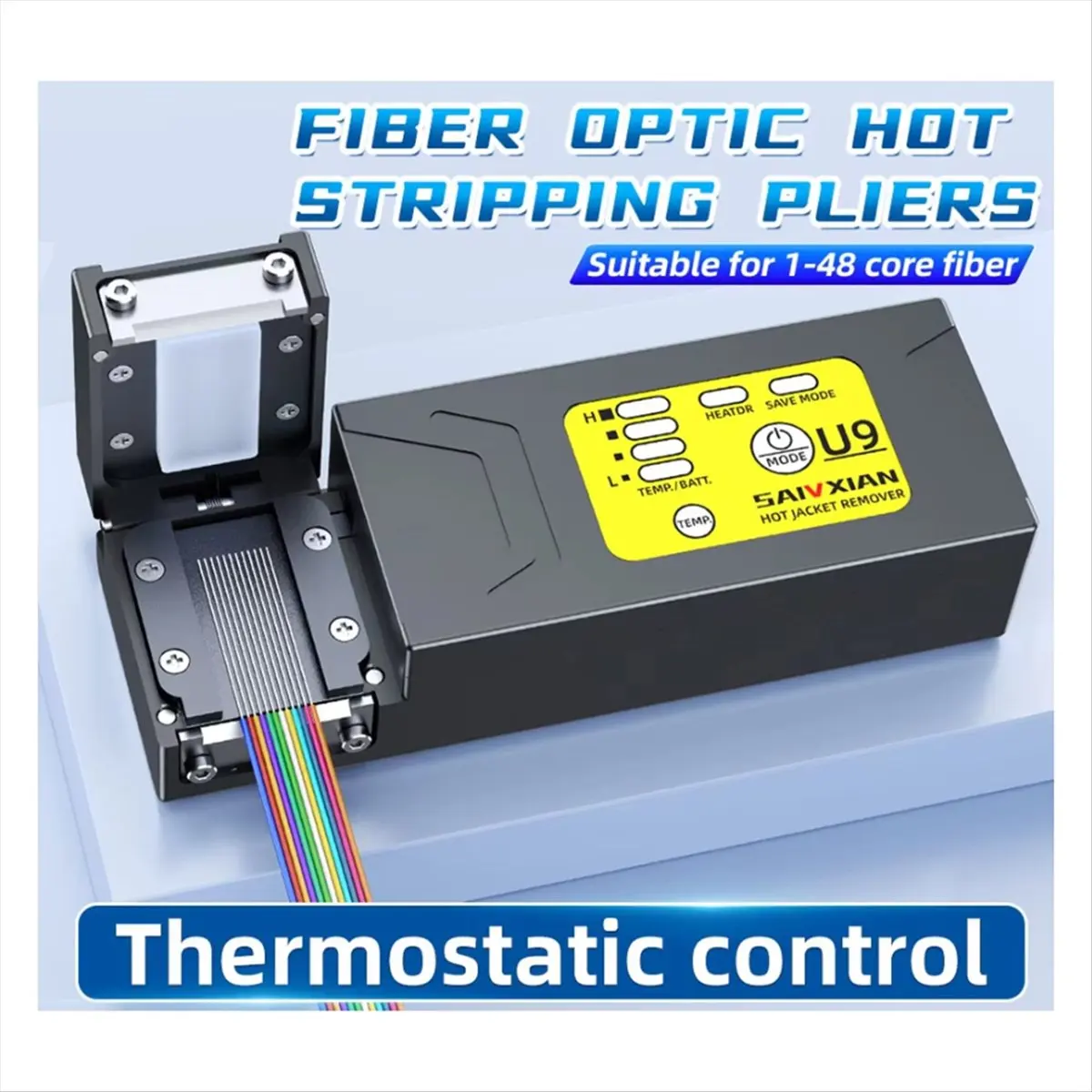 A71Z  U9 Fiber Thermal Stripper Pliers Heated Optical Wire Stripping Slitter Ribbon Fiber Hot Stripper Cable Tool EU Plug