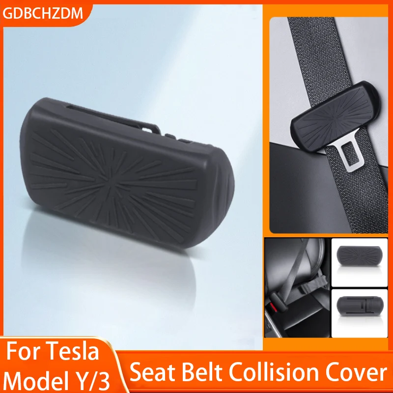Car Seat Belt Anti Scratch Protector Case For Tesla Model 3 Y Seatbelt Buckle Cover Soft Silicone Collision Accessories